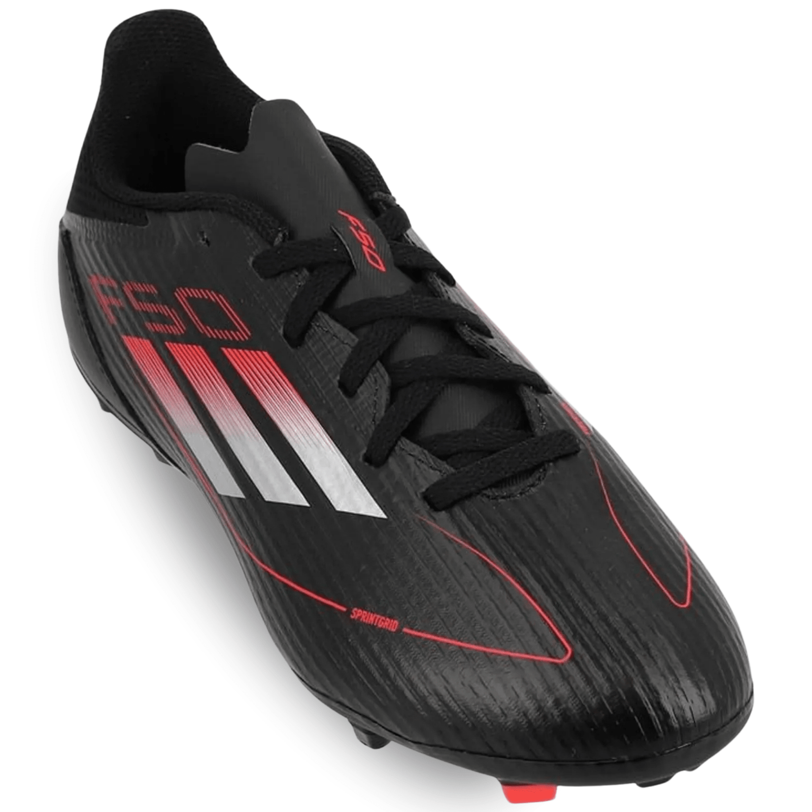 adidas Jr. F50 League FG/MG Soccer Cleats (Black/Iron Metallic/Lucid Red) | SoccerWearhouse