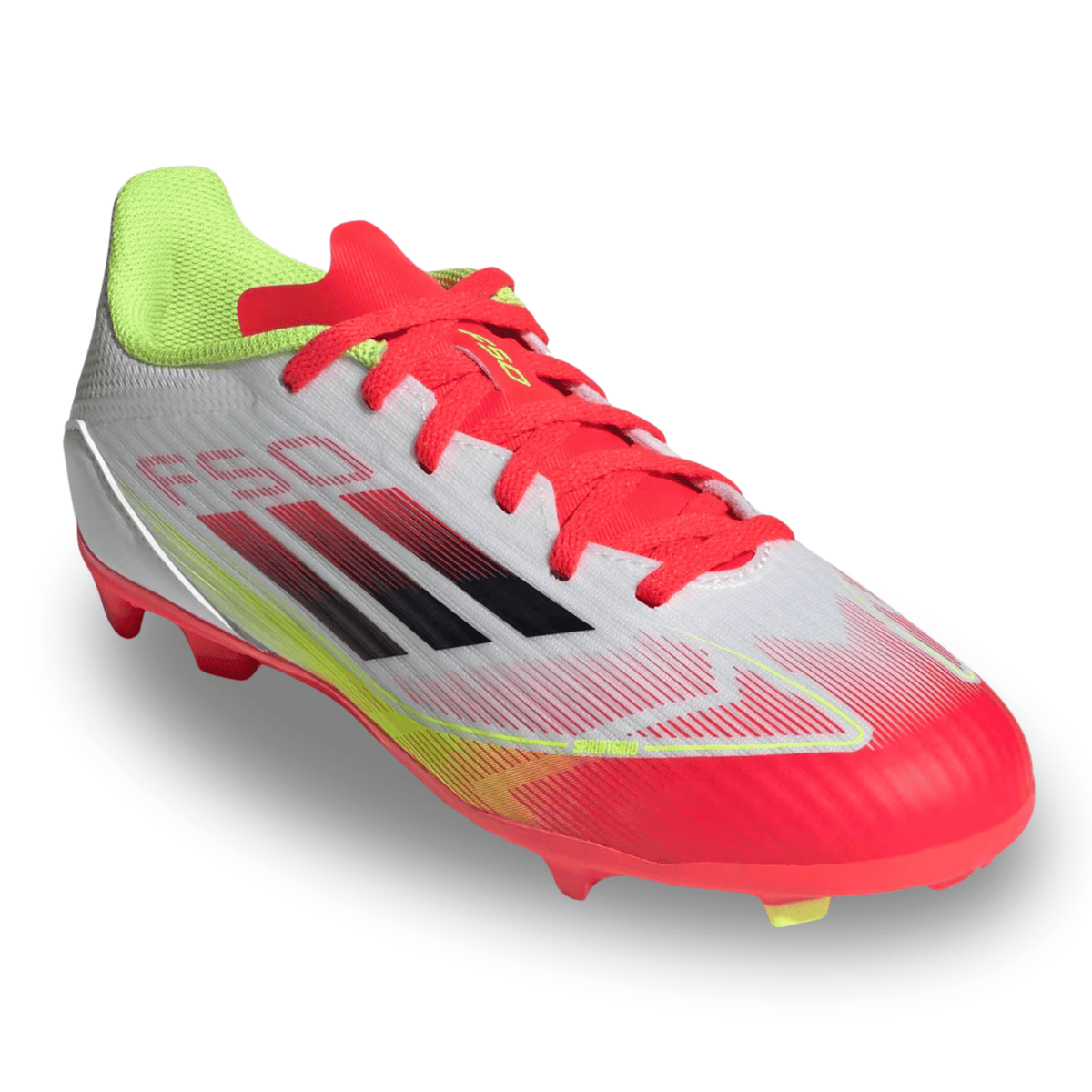 adidas Jr. F50 League FG/MG Soccer Cleats (White/Black/Yellow) | SoccerWearhouse