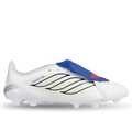 adidas Jr. Predator League FT Firm Ground Soccer Cleats (White/Zero Metallic/Royal Blue)