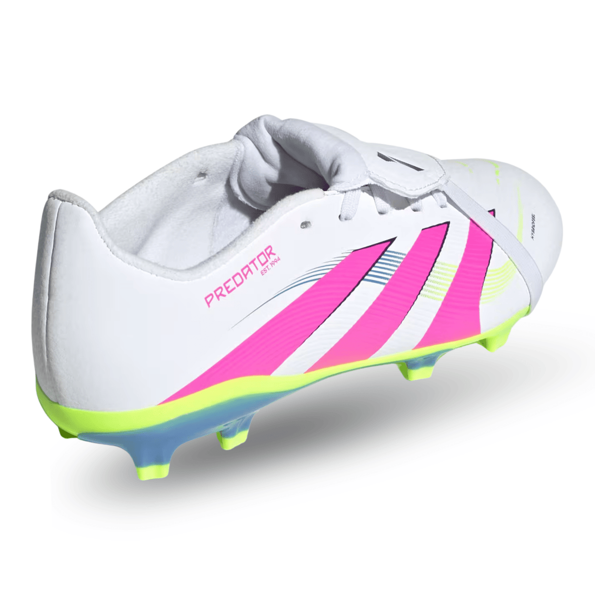 adidas Jr. Youth Predator League Fold Tongue FT FG Soccer Cleats (White/Lucid Lemon/Lucid Pink) | SoccerWearhouse