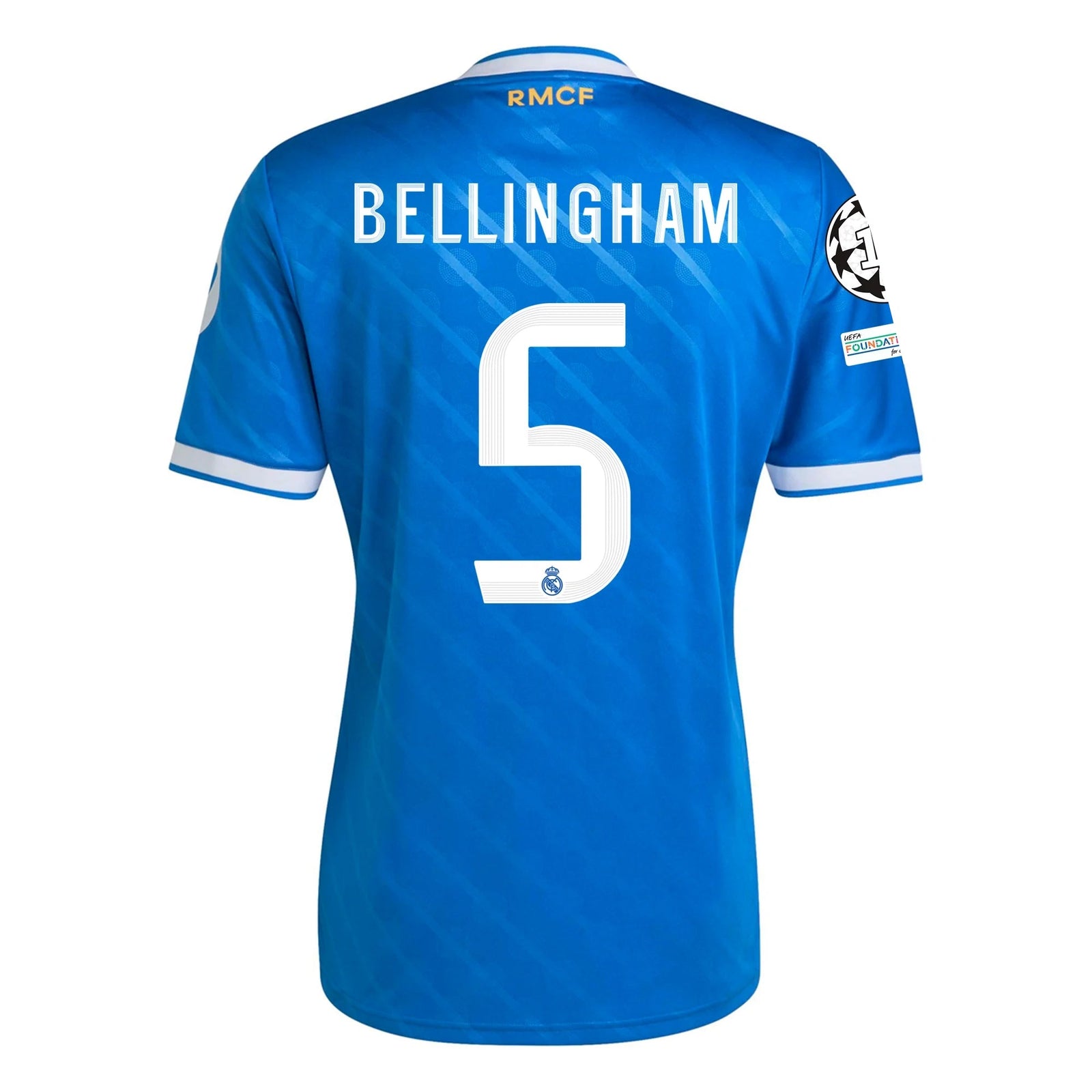 adidas Jude Bellingham Men's Real Madrid Third Jersey 25/26 w/ Champions League Patches (Blue/White) | SoccerWearhouse