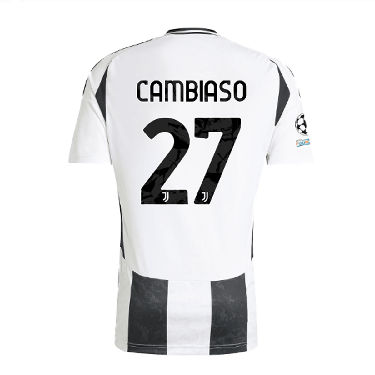 adidas Juventus Authentic Andrea Cambiaso Home Jersey w/ Champions League + Copa Italia Patches 24/25 (White/Black) | SoccerWearhouse
