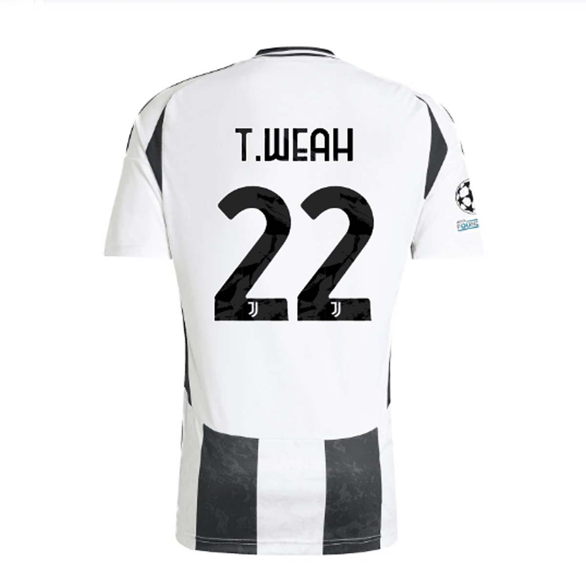 adidas Juventus Authentic Tim Weah Home Jersey w/ Champions League + Copa Italia Patches 24/25 (White/Black) | SoccerWearhouse