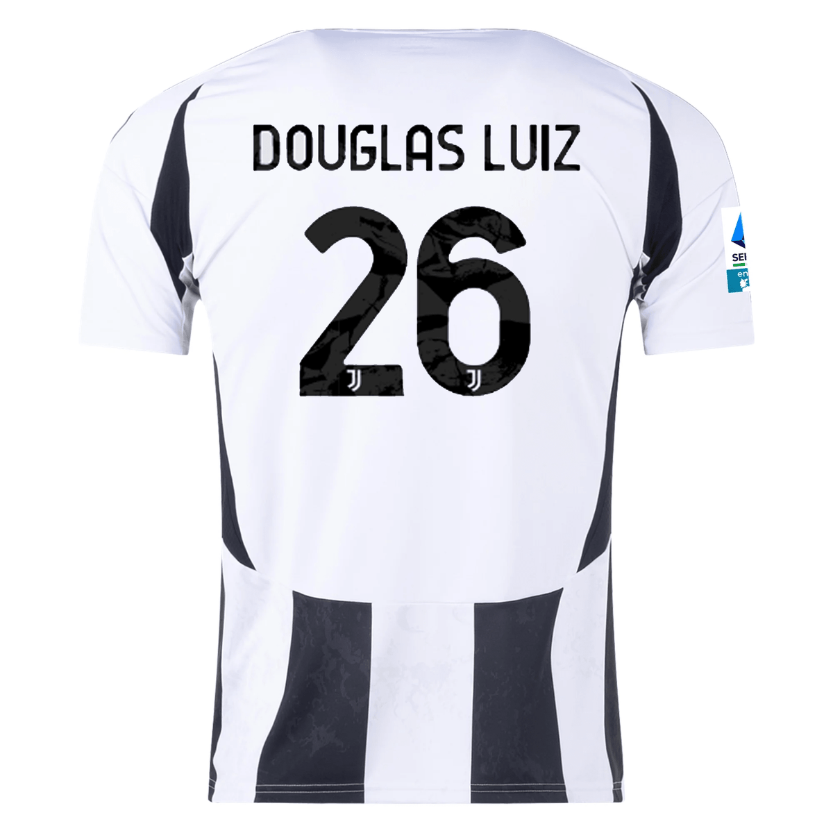 adidas Juventus Douglas Luiz Home Jersey w/ Serie A Patch 24/25 (White/Black) | SoccerWearhouse