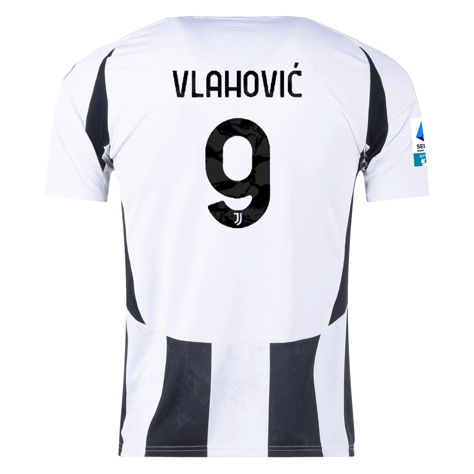adidas Juventus Dušan Vlahović Home Jersey w/ Serie A Patch 24/25 (White/Black) | SoccerWearhouse