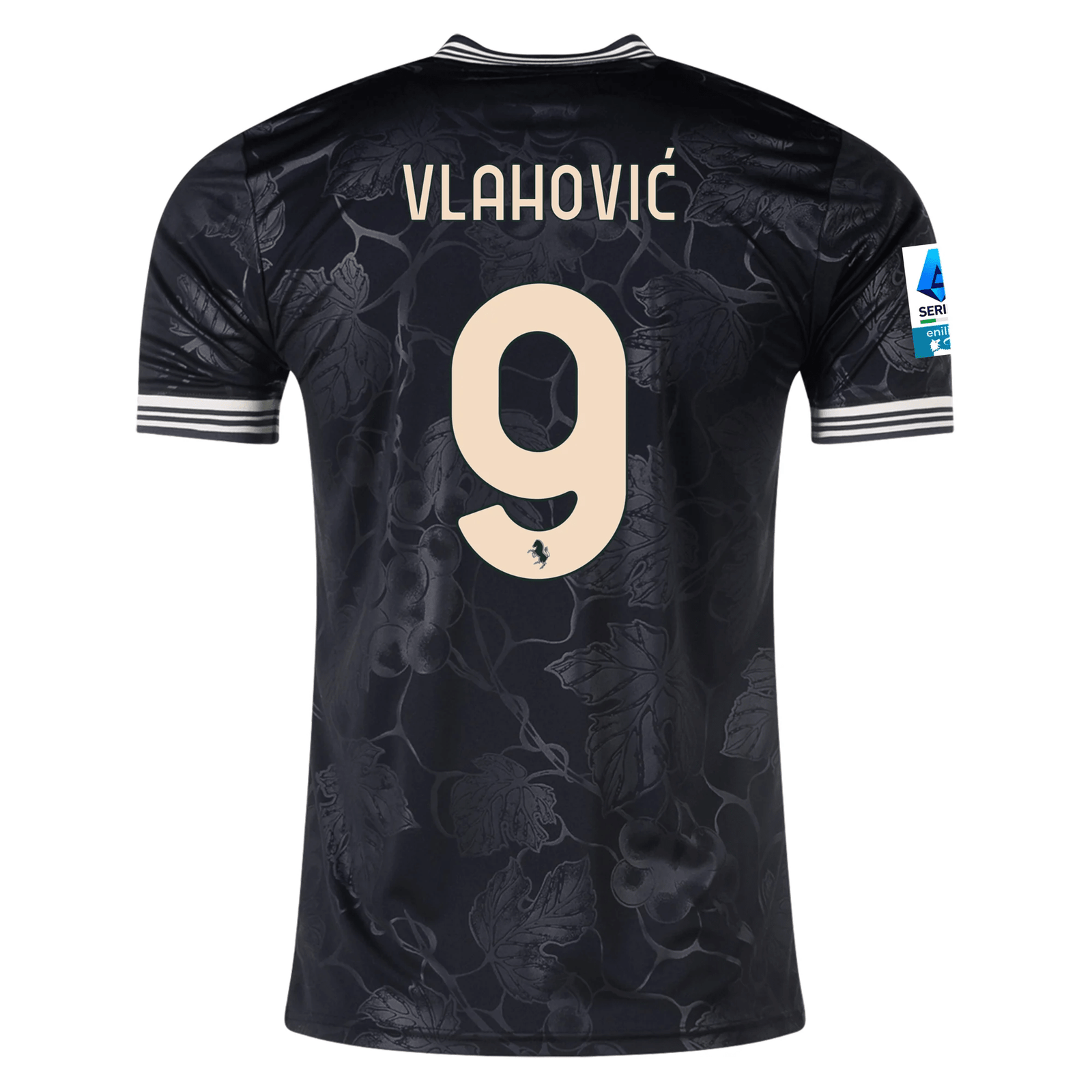 adidas Juventus Dušan Vlahović Third Jersey w/ Serie A Patch 25/26 (Black) | SoccerWearhouse