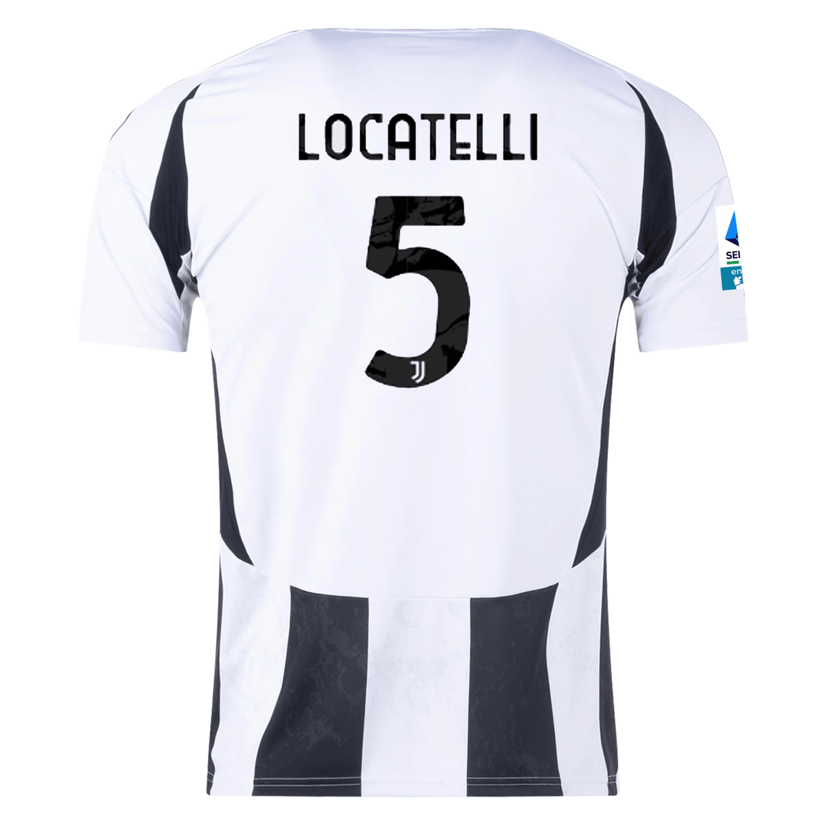 adidas Juventus Manuel Locatelli Home Jersey w/ Serie A Patch 24/25 (White/Black) | SoccerWearhouse