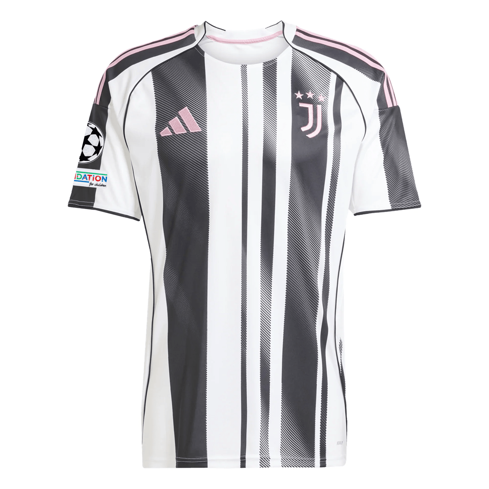 adidas Juventus Bremer Home Jersey w/ Champions League Patches 25/26 (White/Black/Pink) | SoccerWearhouse