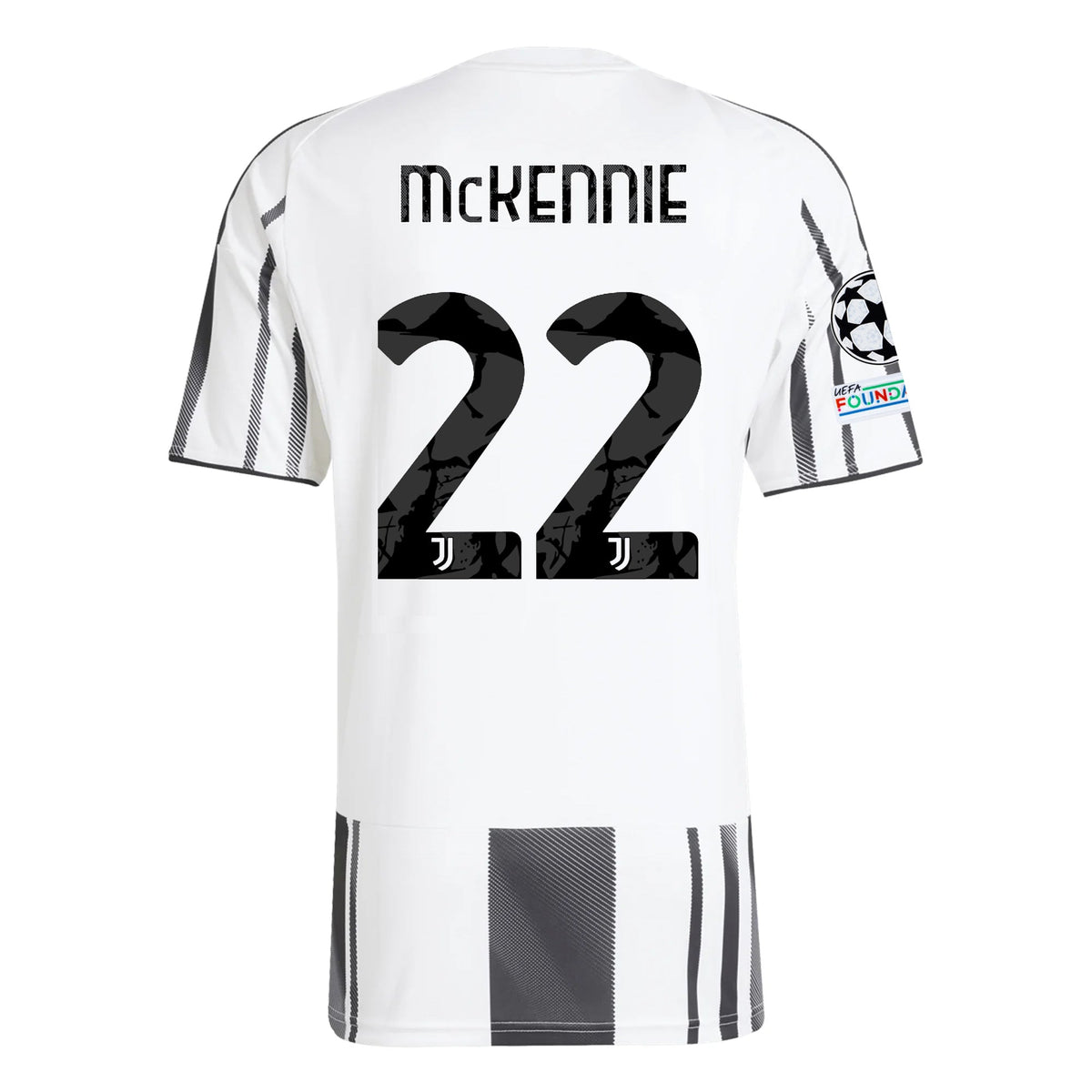 adidas Juventus Weston McKennie Home Jersey w/ Champions League Patches 25/26 (White/Black/Pink) | SoccerWearhouse