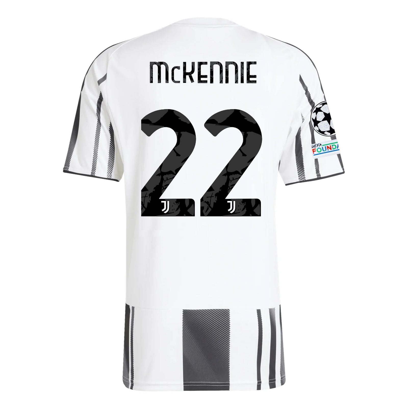 adidas Juventus Weston McKennie Home Jersey w/ Champions League Patches 25/26 (White/Black/Pink) | SoccerWearhouse
