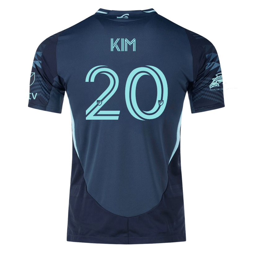 adidas K. Kim Andrade Sounders Authentic Away Jersey 25/26 w/ MLS Patches &amp; Sponsor (Aura Ink) | SoccerWearhouse