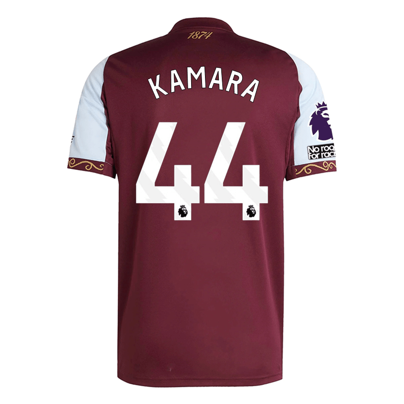 adidas Kamara Men's Aston Villa Home Jersey 25/26 w/ NRFR + EPL Patches (Maroon/Blue) | SoccerWearhouse