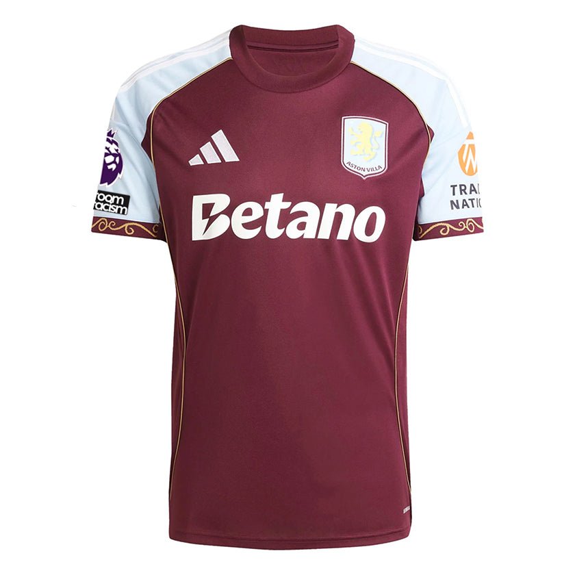 adidas Kamara Men's Aston Villa Home Jersey 25/26 w/ NRFR + EPL Patches (Maroon/Blue) | SoccerWearhouse
