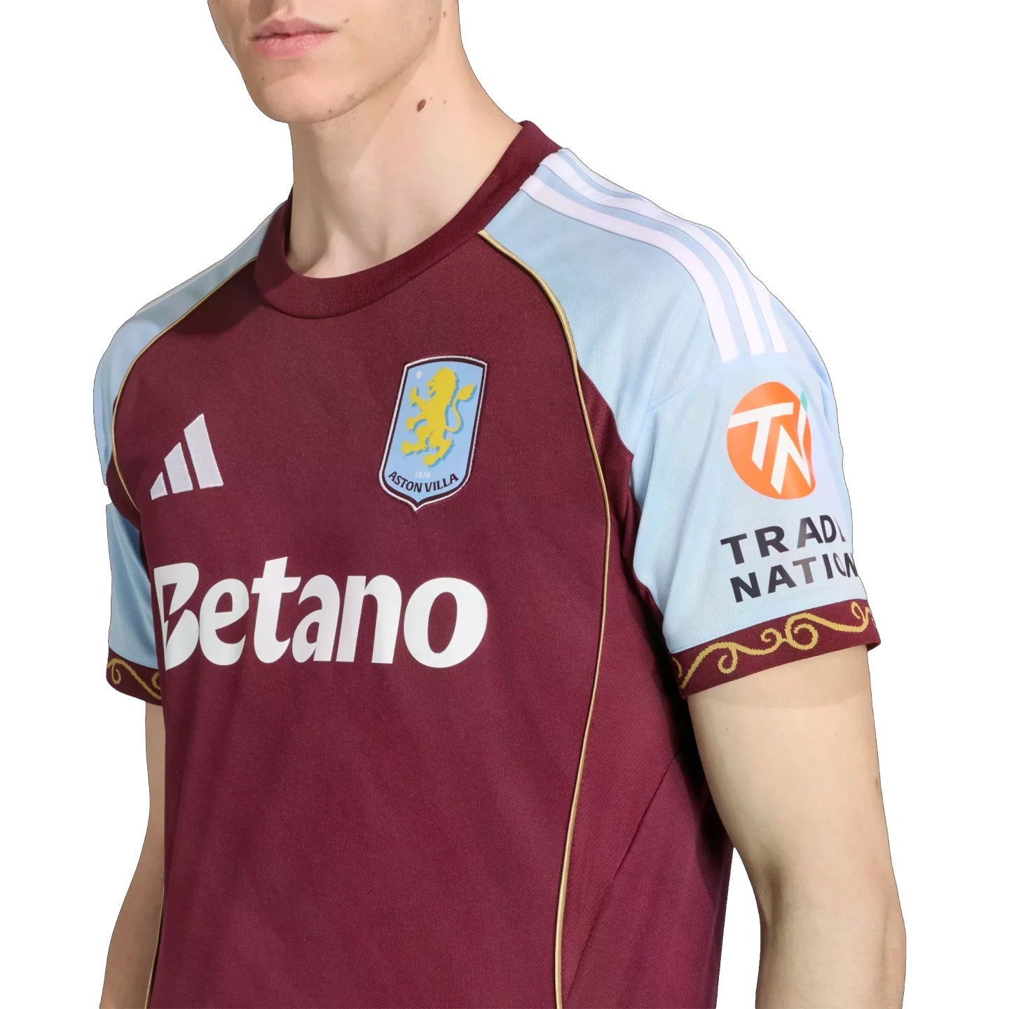 adidas Kamara Men's Aston Villa Home Jersey 25/26 w/ NRFR + EPL Patches (Maroon/Blue) | SoccerWearhouse