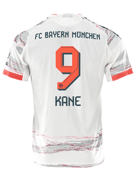 adidas Kane Authentic Away Jersey 25/26 w/ Sponsor + Meister Bundesliga Patch (White/Red) | SoccerWearhouse