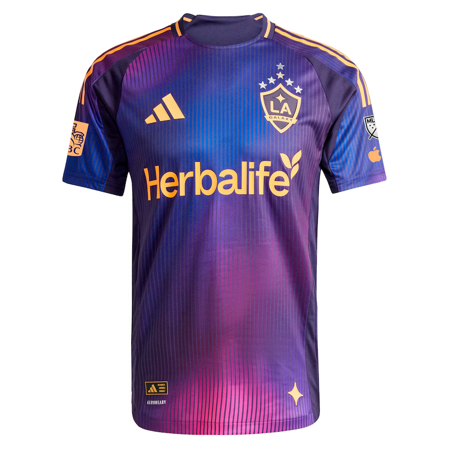 adidas Kobe Bryant LA Galaxy Authentic Away Jersey w/ MLS + Apple TV + RBC Sponsor 25/26 (Purple) | SoccerWearhouse