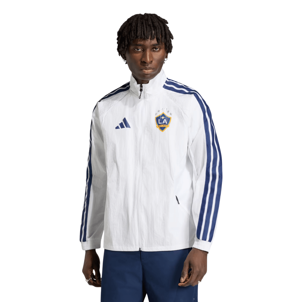adidas LA Galaxy 26/27 Anthem Jacket (White/Dark Blue) | SoccerWearhouse