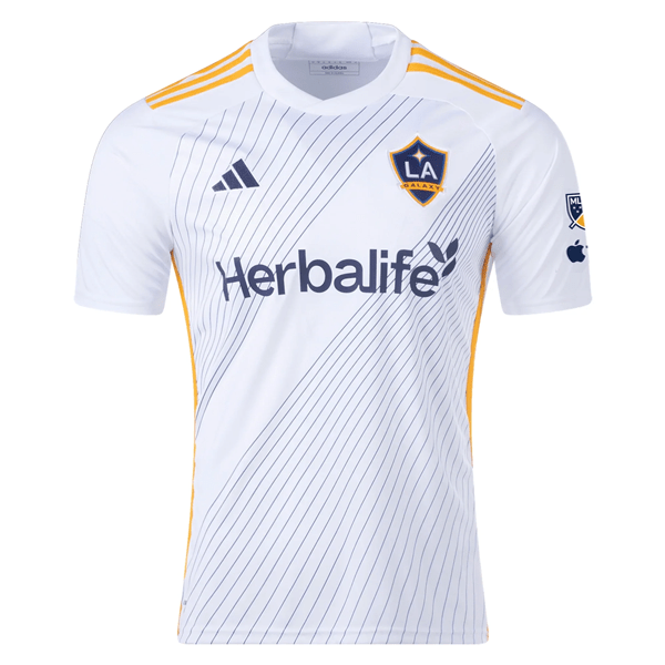 adidas LA Galaxy Home Jersey w/ MLS + Apple TV Patches 24/25 (White/Yellow/Navy) | SoccerWearhouse
