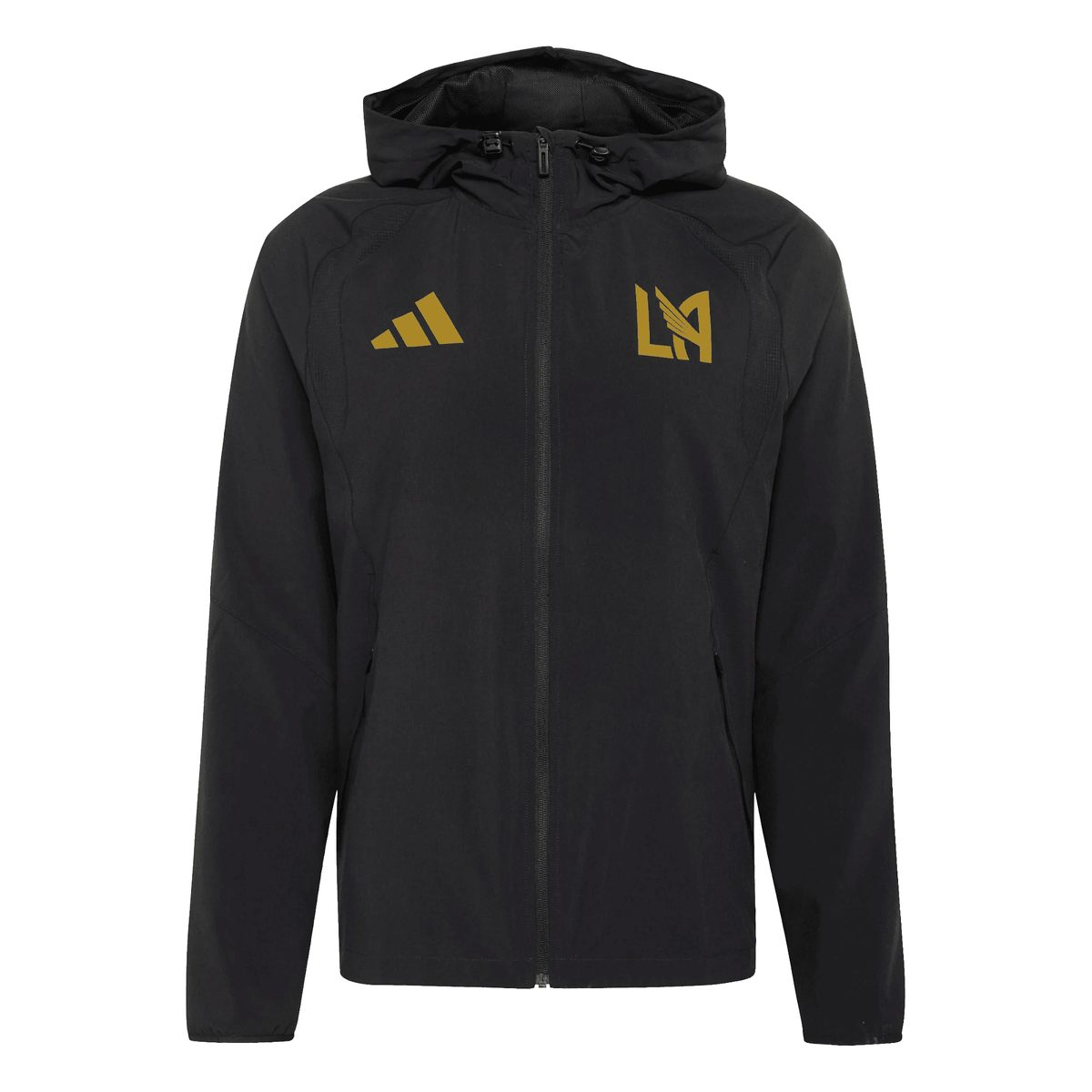 adidas LAFC Travel Full Zip Windbreaker Jacket 25/26 (Black/Khaki) | SoccerWearhouse