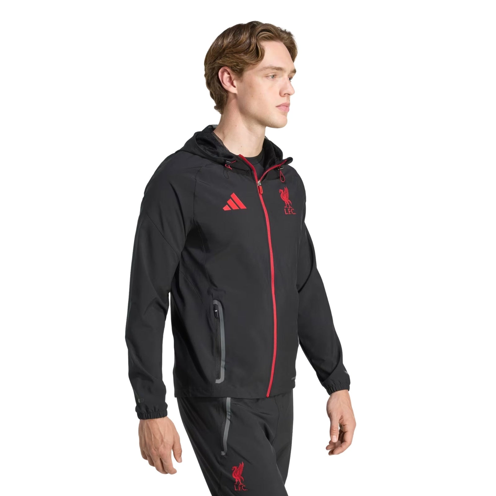 adidas Liverpool FC 25/26 VIS Tech Travel Jacket (Black/Red) | SoccerWearhouse