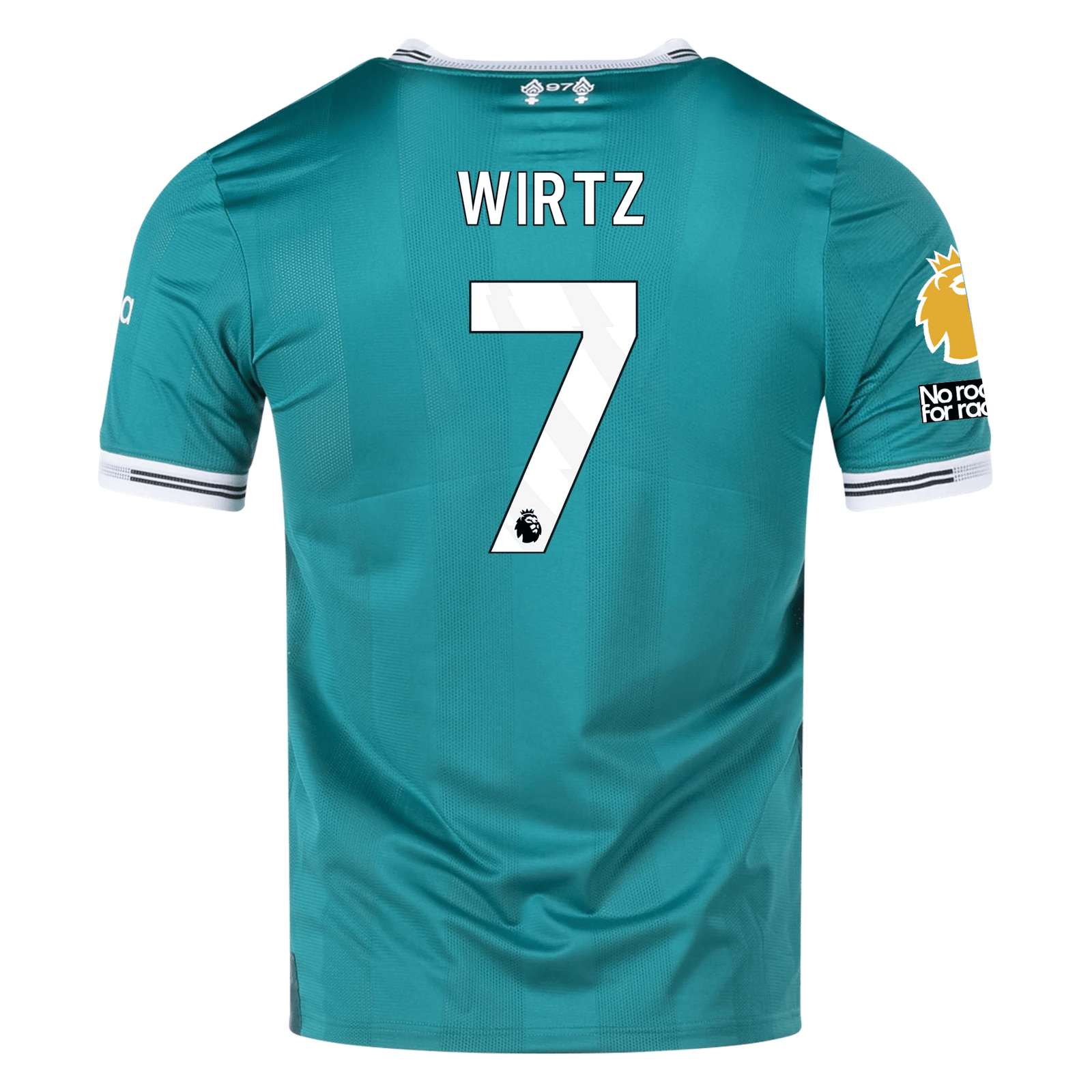 adidas Liverpool FC Authentic Florian Wirtz Third Jersey w/ EPL + No Room For Racism Patches 25/26 (Sea Green) | SoccerWearhouse