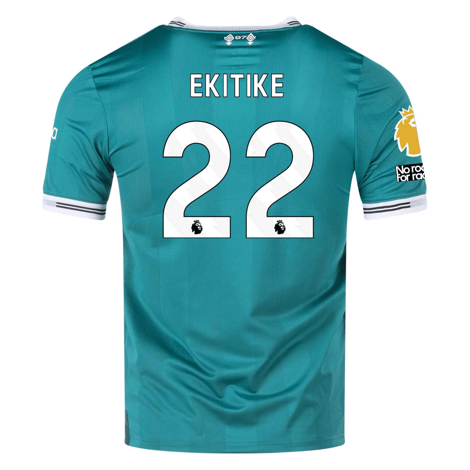 adidas Liverpool FC Authentic Hugo Ekitike Third Jersey w/ EPL + No Room For Racism Patches 25/26 (Sea Green) | SoccerWearhouse