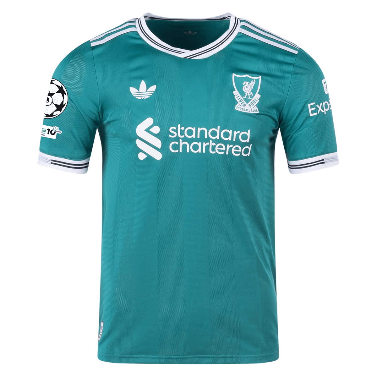adidas Liverpool FC Authentic Third Jersey w/ Champions League Patches 25/26 (Sea Green) | SoccerWearhouse