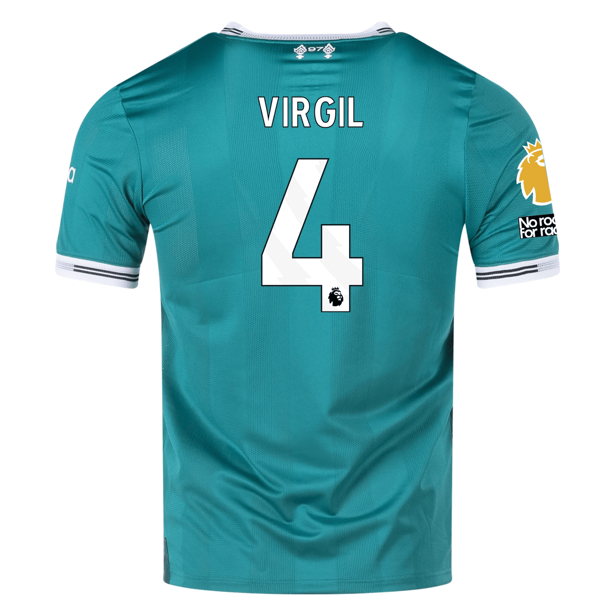 adidas Liverpool FC Authentic Virgil van Dijk Third Jersey w/ EPL + No Room For Racism Patches 25/26 (Sea Green) | SoccerWearhouse