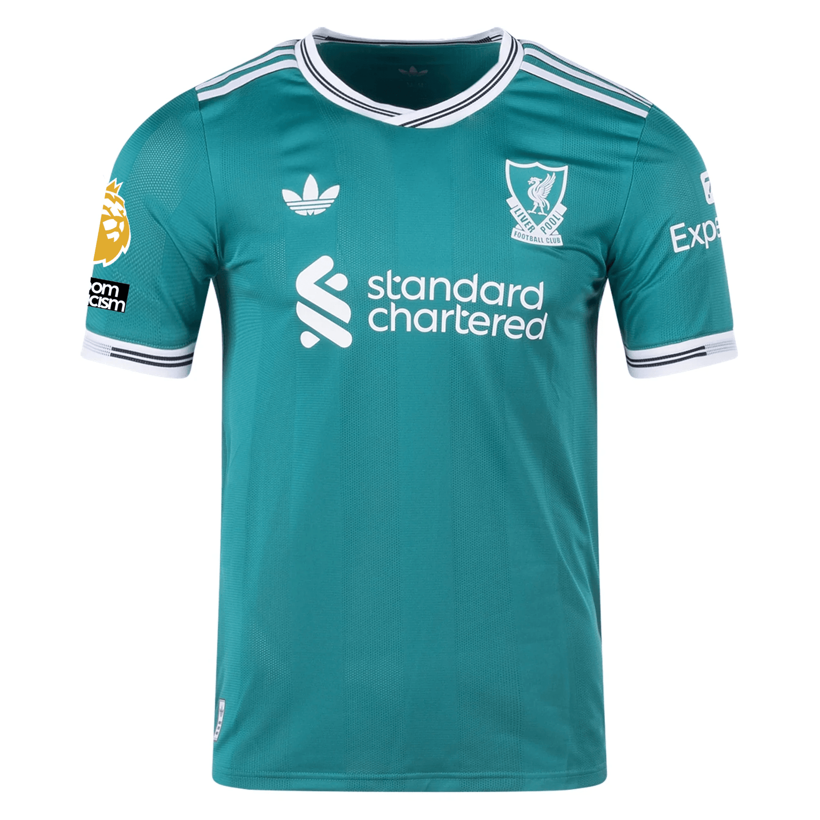 adidas Liverpool FC Authentic Virgil van Dijk Third Jersey w/ EPL + No Room For Racism Patches 25/26 (Sea Green) | SoccerWearhouse