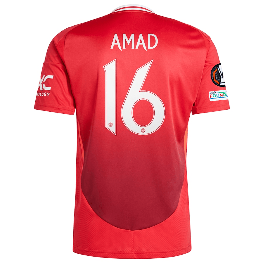 adidas Manchester United Amad Diallo Home Jersey w/ Europa League Patches 24/25 (MUFC Red) | SoccerWearhouse