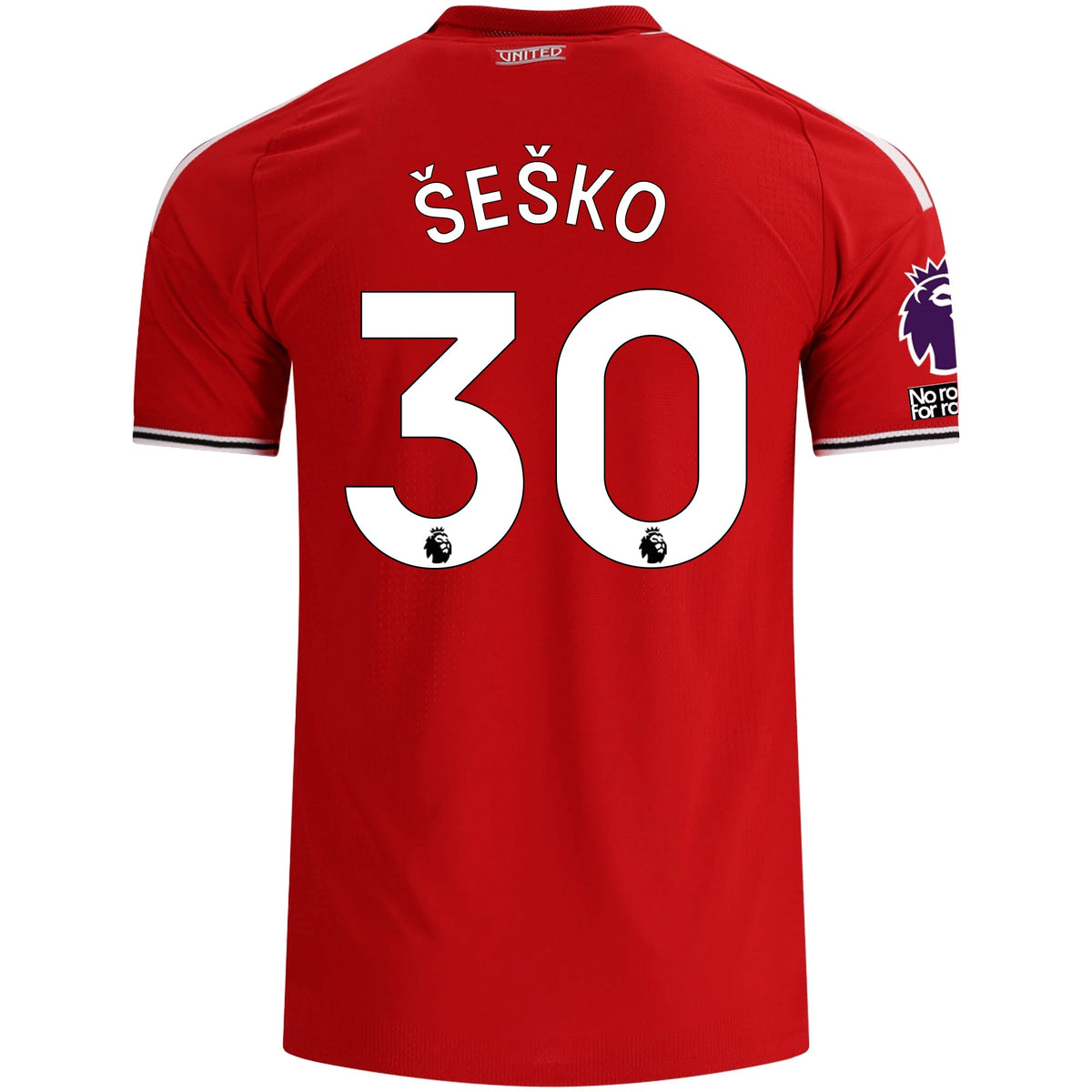 adidas Manchester United Authentic Benjamin Šeško Home Jersey w/ EPL + No Room For Racism Patches 26/27 (Red) | SoccerWearhouse
