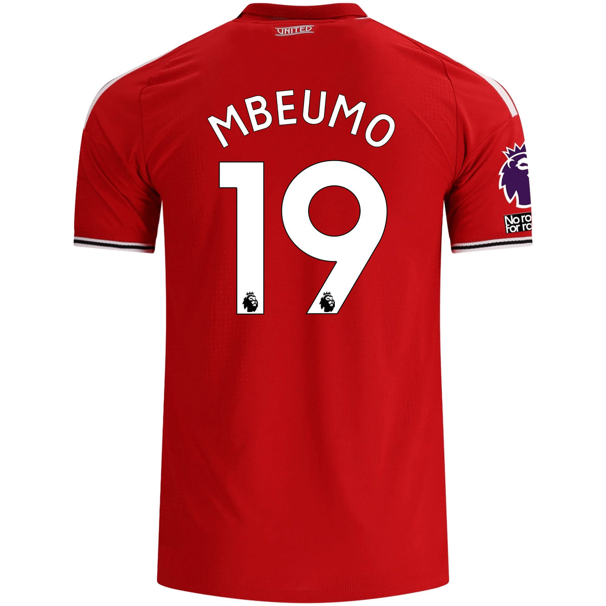 adidas Manchester United Authentic Bryan Mbeumo Home Jersey w/ EPL + No Room For Racism Patches 26/27 (Red) | SoccerWearhouse