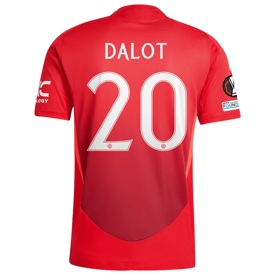 adidas Manchester United Authentic Diogo Dalot Home Jersey w/ Europa League Patches 24/25 (MUFC Red/Bright Red) | SoccerWearhouse