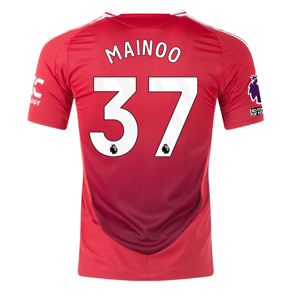 adidas Manchester United Authentic Kobbie Mainoo Home Jersey w/ EPL + No Room For Racism Patches 24/25 (MUFC Red/Bright Red) | SoccerWearhouse