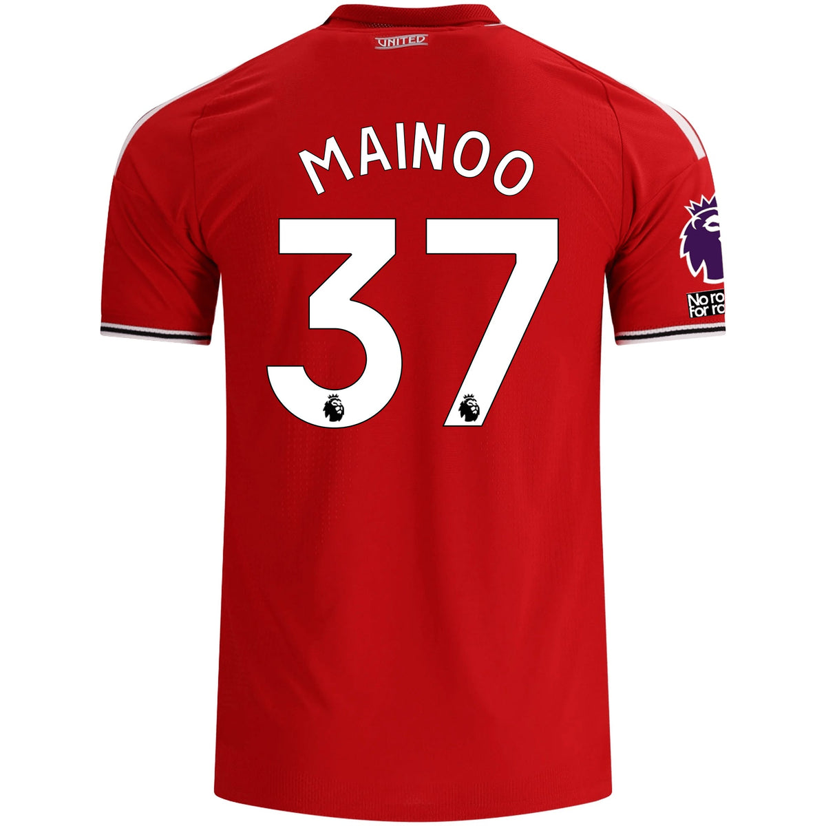 adidas Manchester United Authentic Kobbie Mainoo Home Jersey w/ EPL + No Room For Racism Patches 26/27 (Red) | SoccerWearhouse