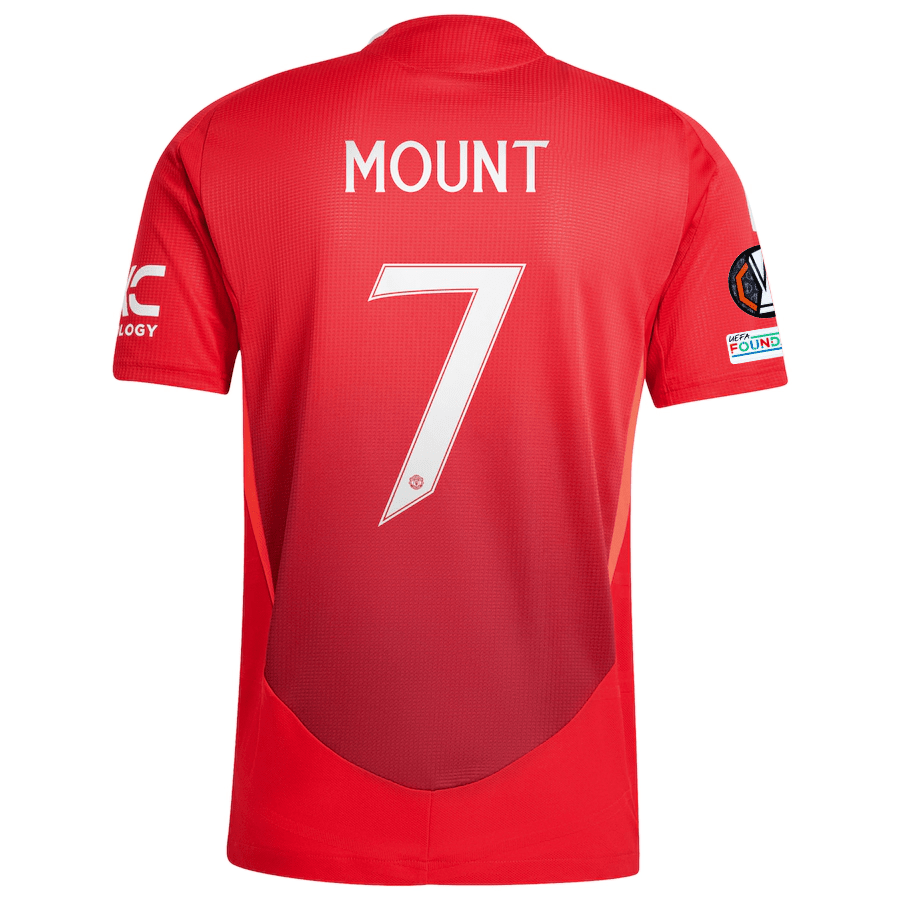adidas Manchester United Authentic Mason Mount Home Jersey w/ Europa League Patches 24/25 (MUFC Red/Bright Red) | SoccerWearhouse