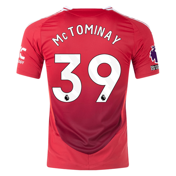 adidas Manchester United Authentic Scott McTominay Home Jersey w/ EPL + No Room For Racism Patches 24/25 (MUFC Red/Bright Red) | SoccerWearhouse