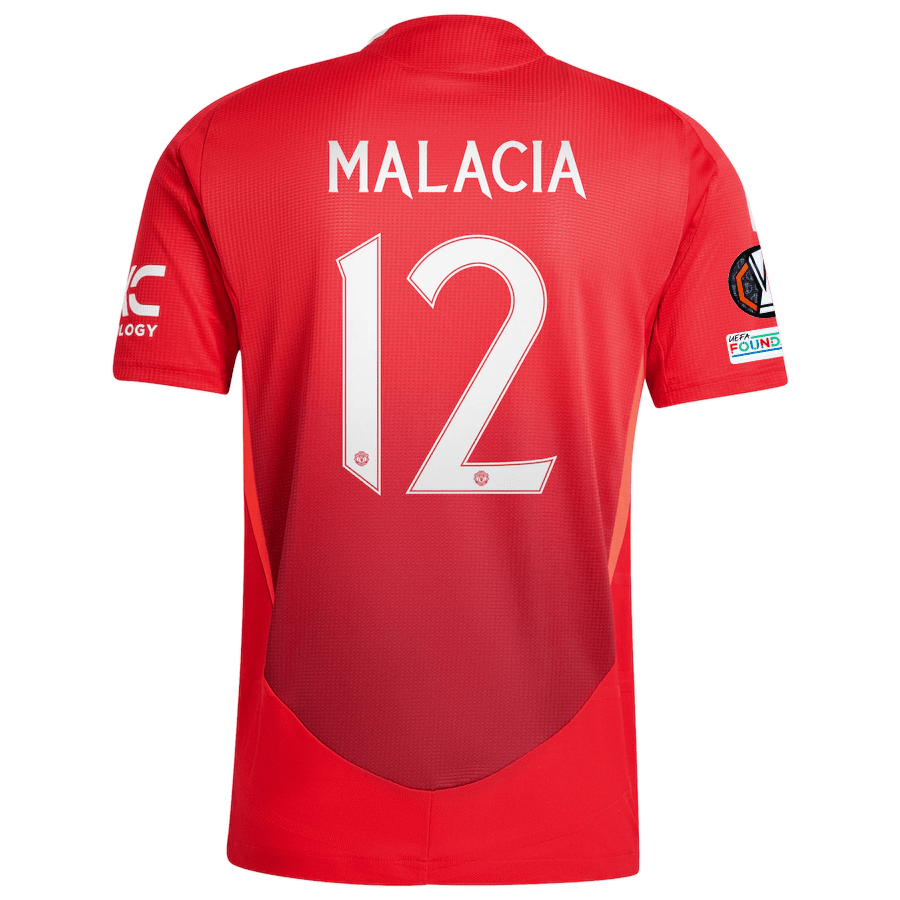 adidas Manchester United Authentic Tyrell Malacia Home Jersey w/ Europa League Patches 24/25 (MUFC Red/Bright Red) | SoccerWearhouse