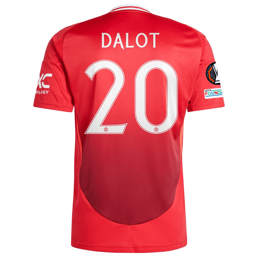 adidas Manchester United Diogo Dalot Home Jersey w/ Europa League Patches 24/25 (MUFC Red) | SoccerWearhouse