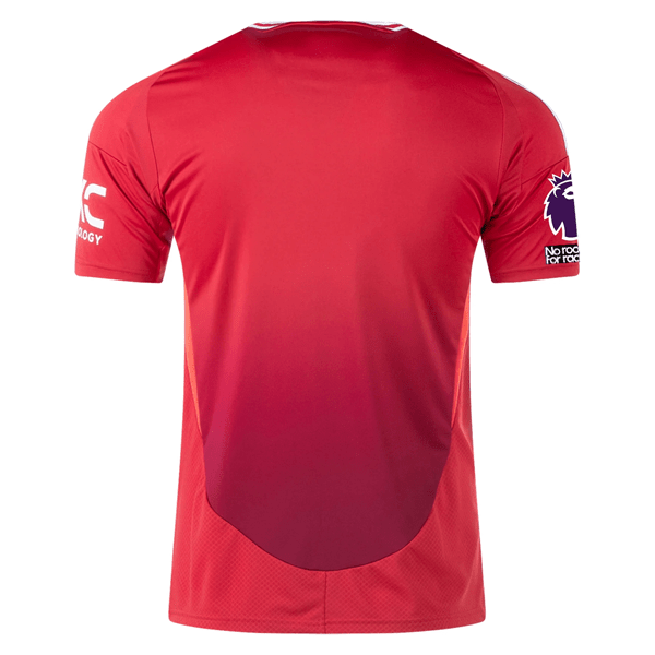 adidas Manchester United Home Jersey w/ EPL + No Room For Racism 24/25 (MUFC Red) | SoccerWearhouse