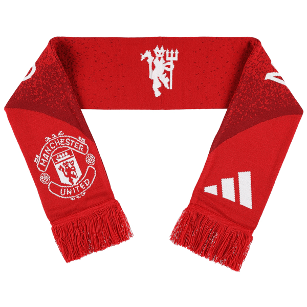 adidas Manchester United Scarf 24/25 (Red/White) | SoccerWearhouse