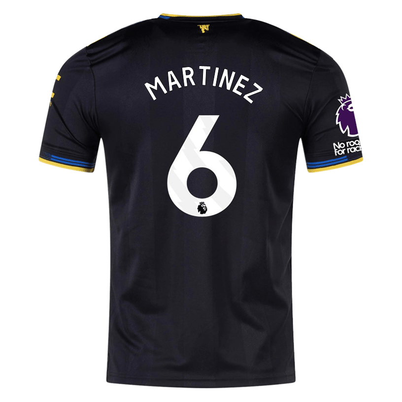 adidas Martinez Men's Manchester United Authentic Third Jersey 25/26 w/ NRFR + EPL Patches (Black) | SoccerWearhouse