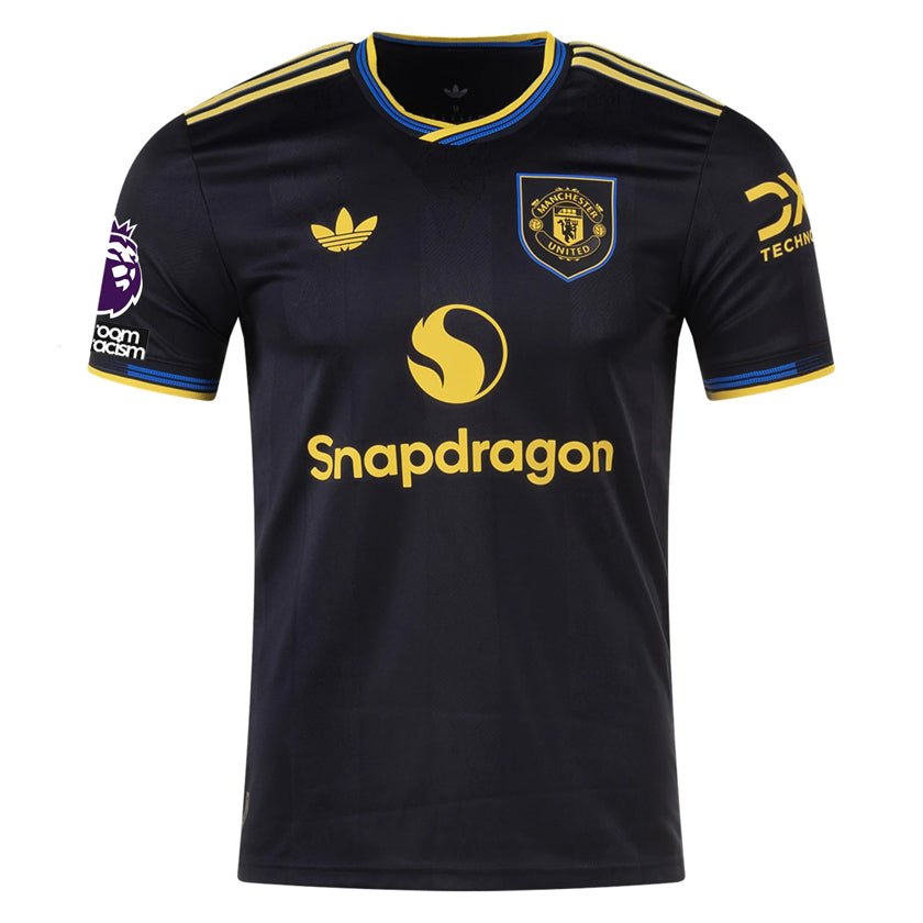adidas Casemiro Men's Manchester United Authentic Third Jersey 25/26 w/ NRFR + EPL Patches (Black) | SoccerWearhouse