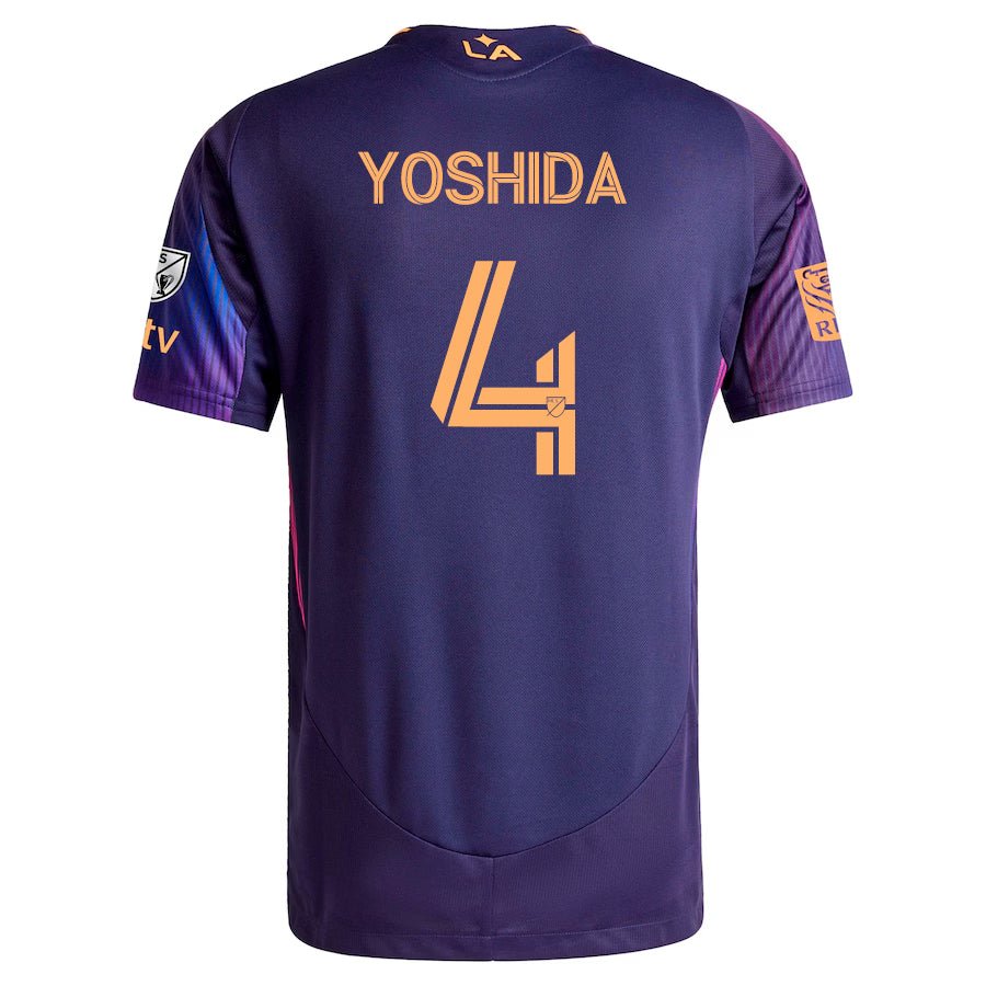 adidas Maya Yoshida LA Galaxy Authentic Away Jersey w/ MLS + Apple TV + RBC Sponsor 25/26 (Purple) | SoccerWearhouse