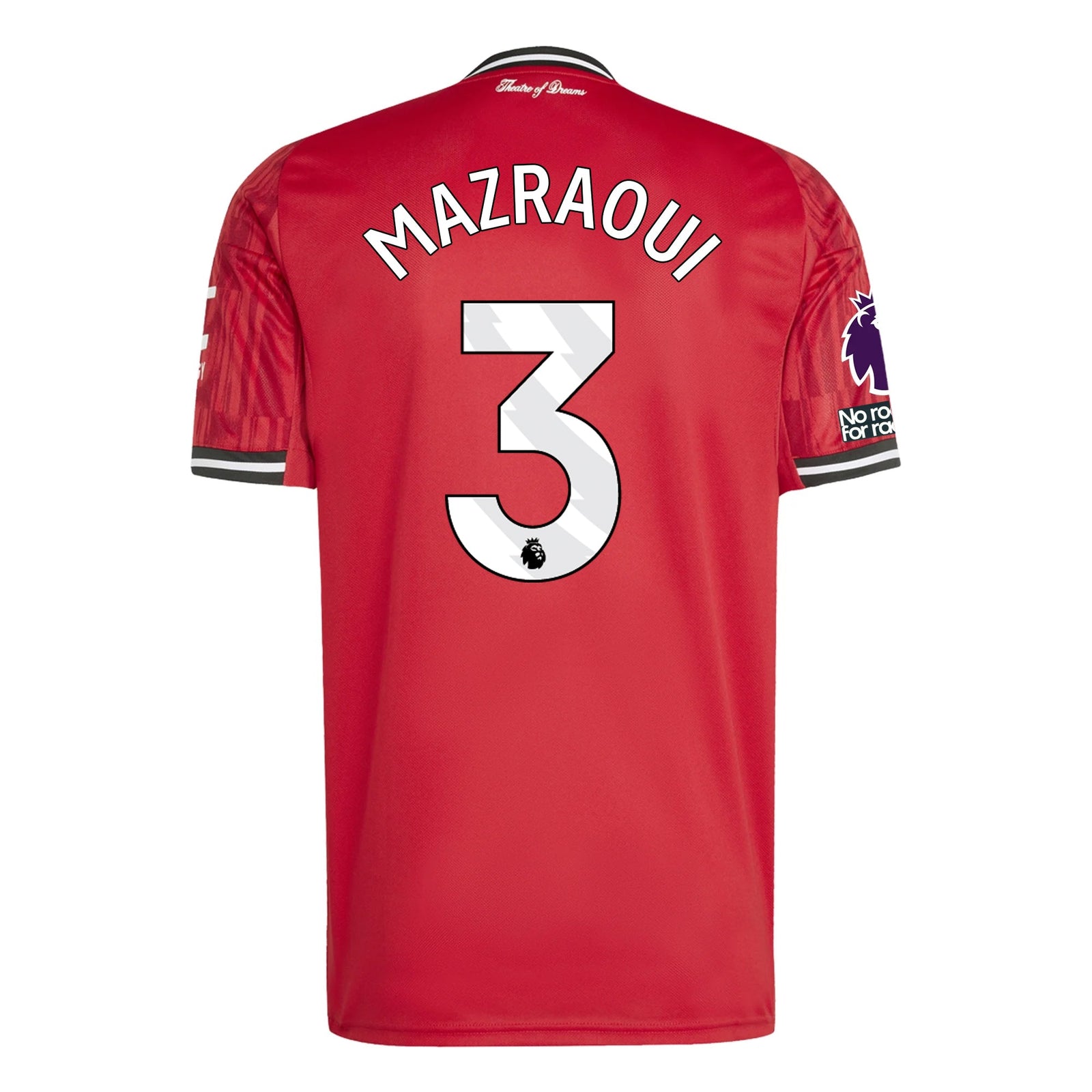 adidas Mazraoui Men's Manchester United Home Jersey 25/26 w/ EPL + NRFR Patches (Red) | SoccerWearhouse