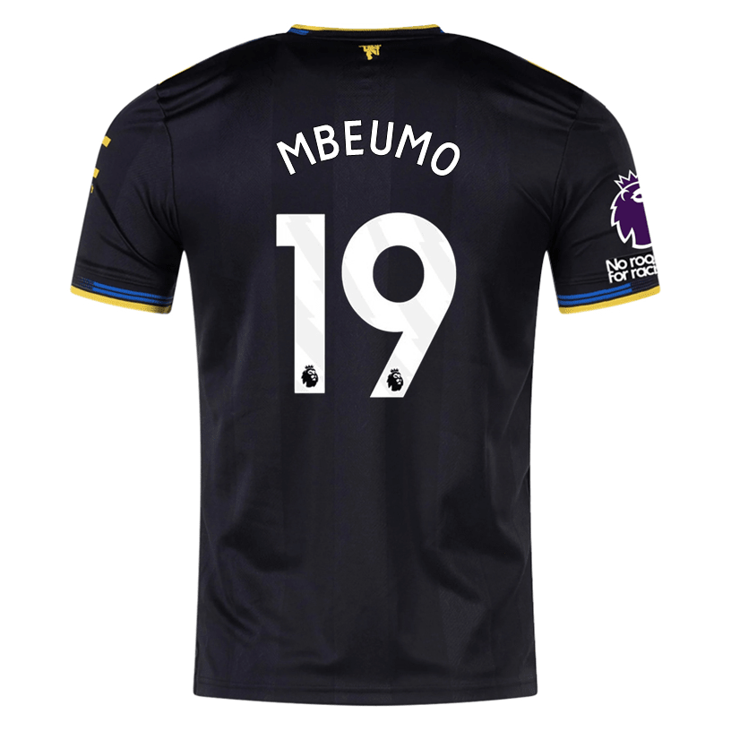 adidas Mbeumo Men's Manchester United Authentic Third Jersey 25/26 w/ NRFR + EPL Patches (Black) | SoccerWearhouse
