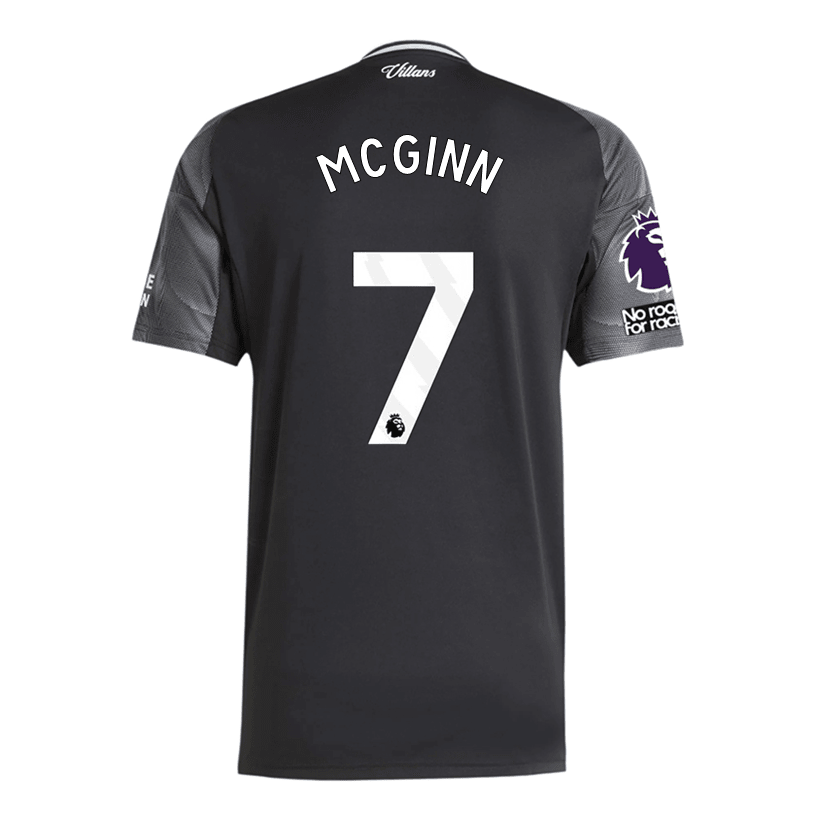 adidas Mcginn Men's Aston Villa 25/26 Away Jersey w/ EPL + NRFR Patches (Black/Global Blue) | SoccerWearhouse