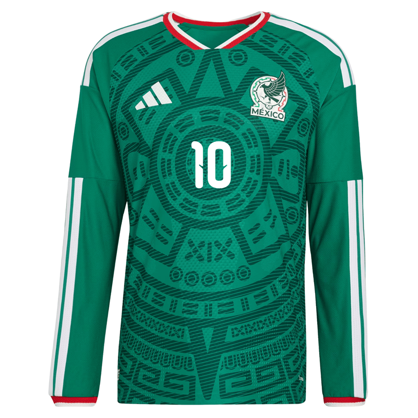 adidas Men's A. Vega Mexico Long - Sleeve Authentic Home Jersey 2026 (Bold Green) | SoccerWearhouse