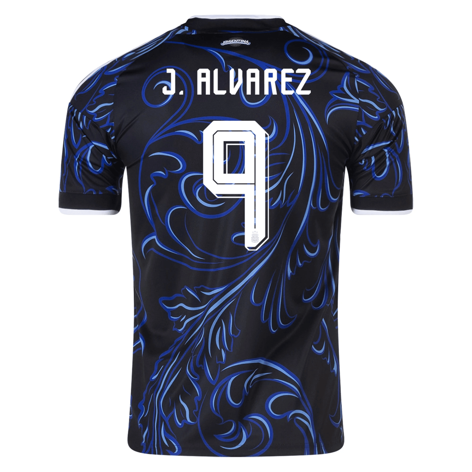 adidas Men's Argentina Julian Alvarez Away Stadium Jersey 2026 (Black/Blue) | SoccerWearhouse