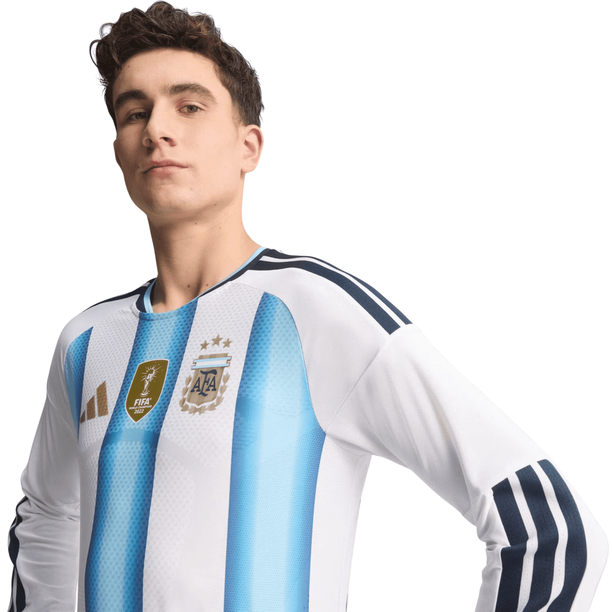 adidas Men's Argentina Long Sleeve Authentic Home Long Sleeve Jersey 2026 (White/Icey Blue/Light Blue) | SoccerWearhouse